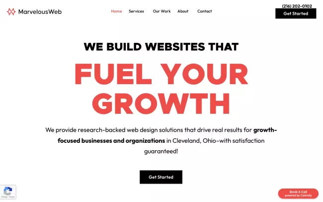 Screenshot of the MarvelousWeb Media Website