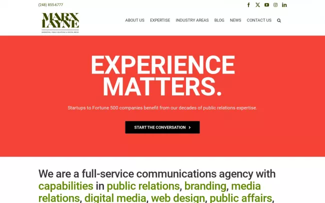 Screenshot of the Marx Layne & Company Website