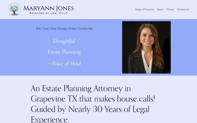 Screenshot of the MaryAnn Jones, Attorney at Law, PLLC Website