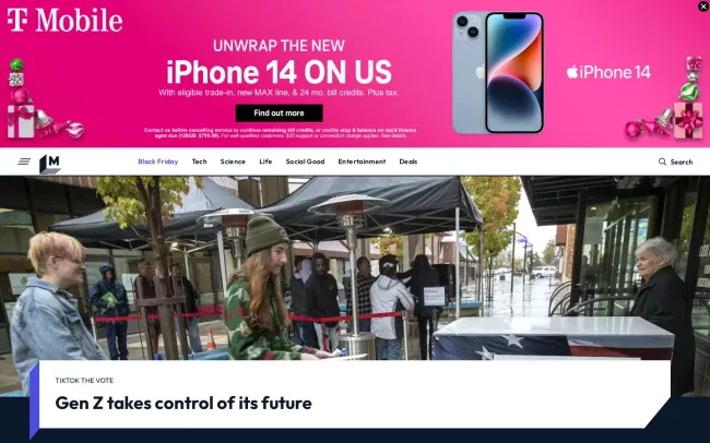 Screenshot of the Mashable.com Blog