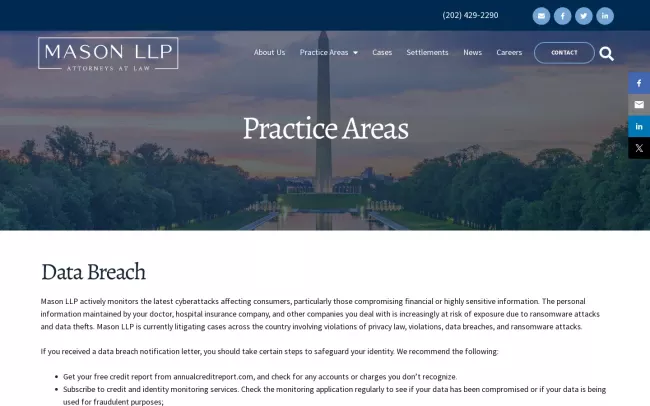 Screenshot of the Mason LLP Website