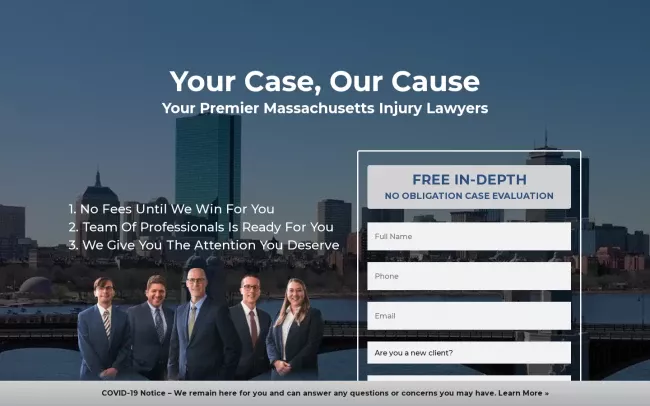 Screenshot of the Mass Injury Group Website
