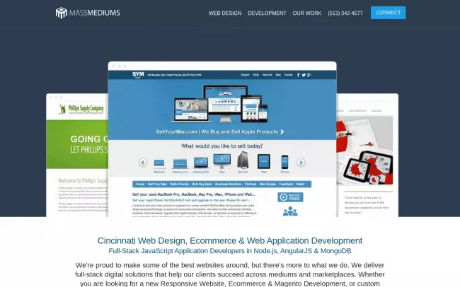 Screenshot of the MASSMEDIUMS Web Design Website
