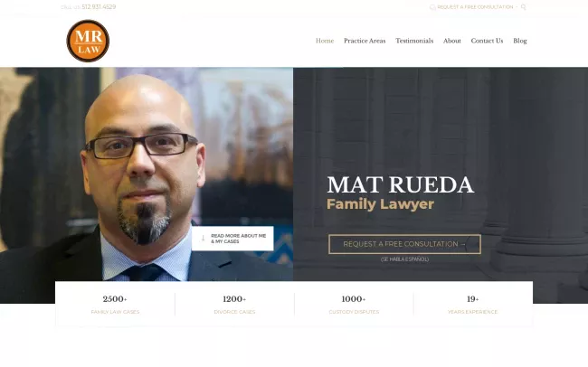 Screenshot of the MAT RUEDA LAW FIRM Website