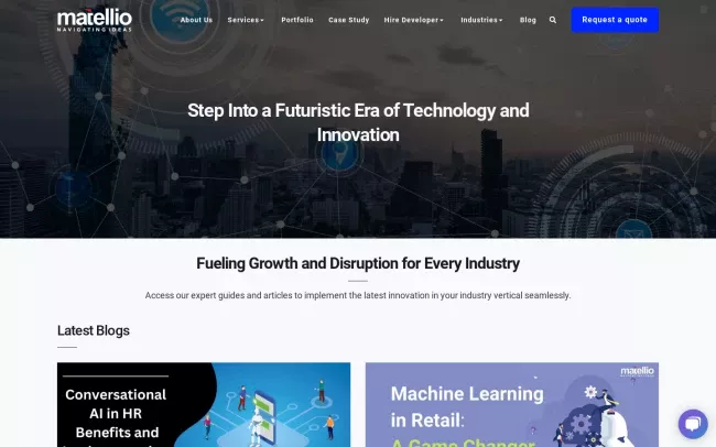 Screenshot of the Matellio Blog