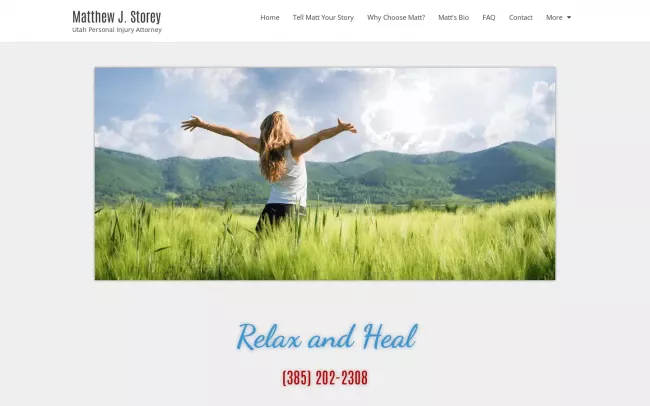 Screenshot of the Matthew J. Storey Utah Law Website