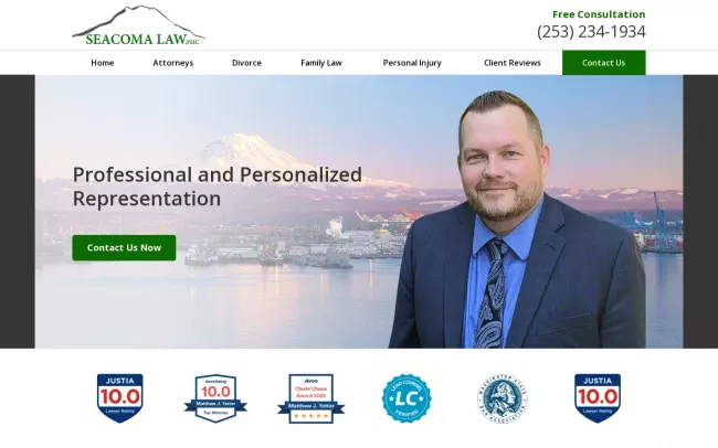 Screenshot of the Seacoma Law, PLLC Website