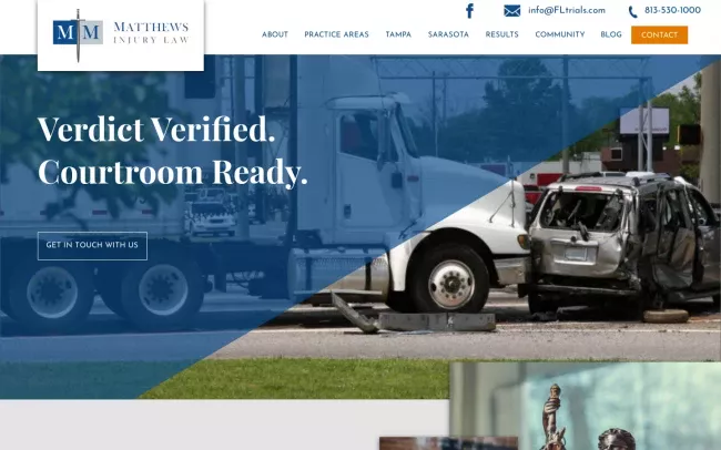 Screenshot of the Matthews Injury Law Website