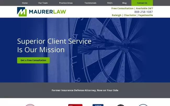 Screenshot of the Maurer Law Website