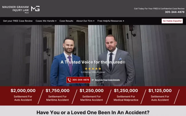 Screenshot of the Mausner Graham Injury Law PLLC Website