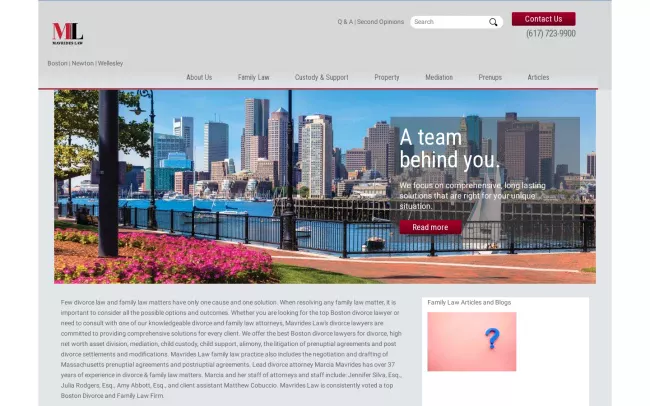 Screenshot of the Mavrides Law Website