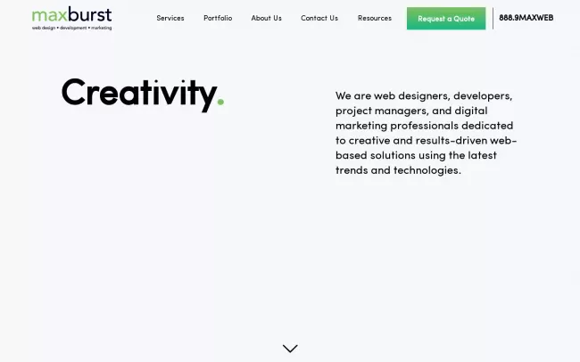 Screenshot of the MAXBURST, Inc. - Long Island Web Designer Website