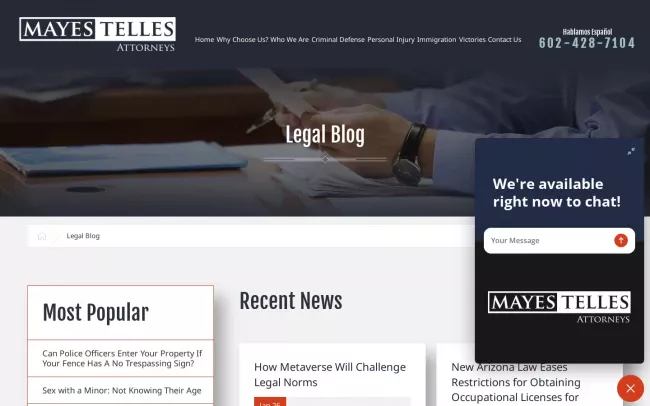 Screenshot of the MayesTelles Blog