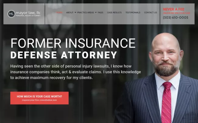 Screenshot of the Mayor Law: Car Accident & Wrongful Death Lawyer Website