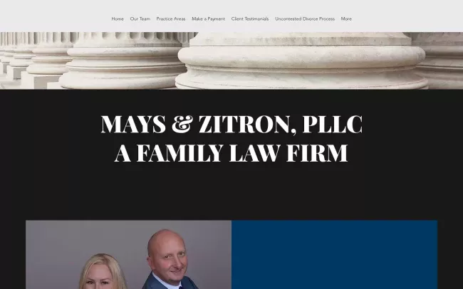 Screenshot of the Mays & Zitron Family Law Firm Website