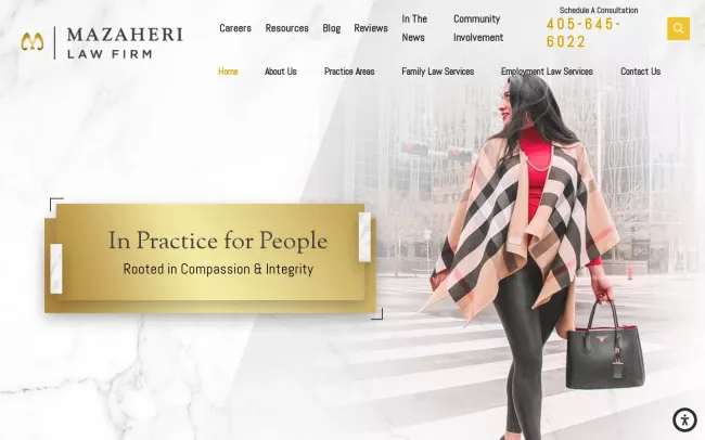 Screenshot of the Mazaheri Law Firm Website