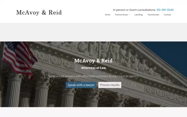 Screenshot of the McAvoy & Reid Website
