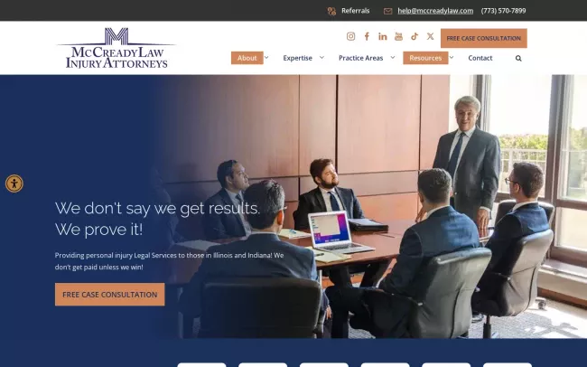 Screenshot of the McCready Law Chicago Injury Attorneys Website