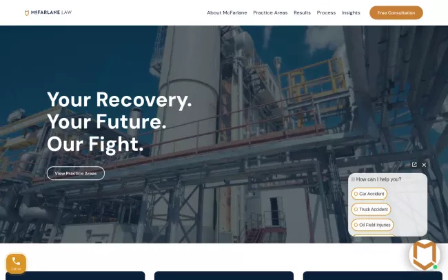 Screenshot of the McFarlane Law Injury & Accident Attorneys Website