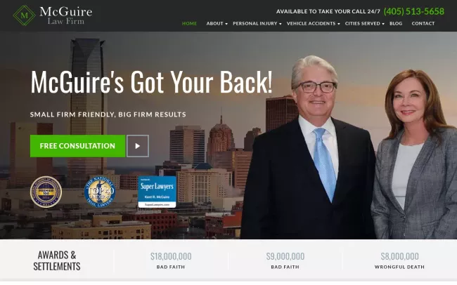 Screenshot of the McGuire Law Firm Website