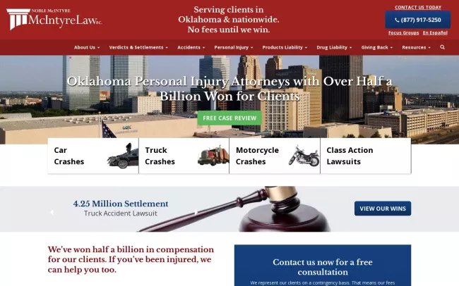 Screenshot of the McIntyre Law P.C. Website