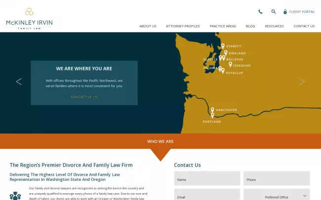 Screenshot of the McKinley Irvin Website