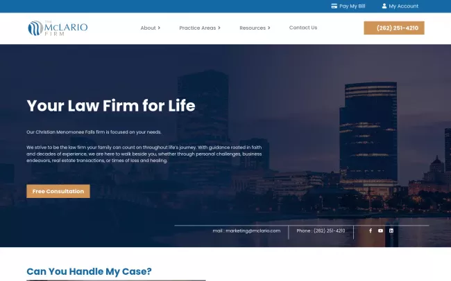 Screenshot of the The McLario Firm Website