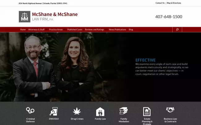 Screenshot of the McShane & McShane Law Firm, P.A. Website