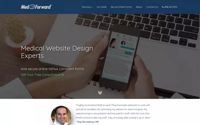 Screenshot of the MedForward Website