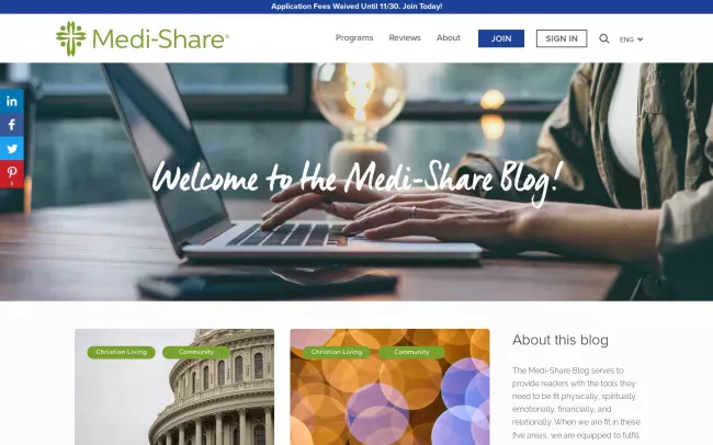 Screenshot of the Medi-Share Blog