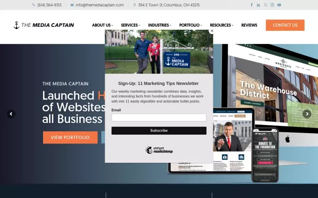 Screenshot of the The Media Captain Website
