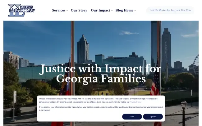 Screenshot of the Meeks Impact Law Website