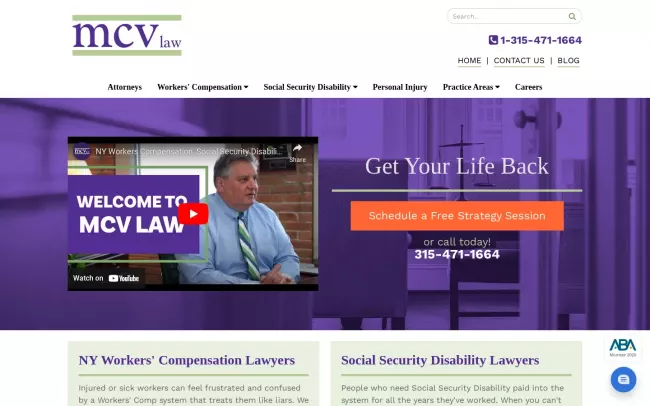 Screenshot of the MCV Law Website