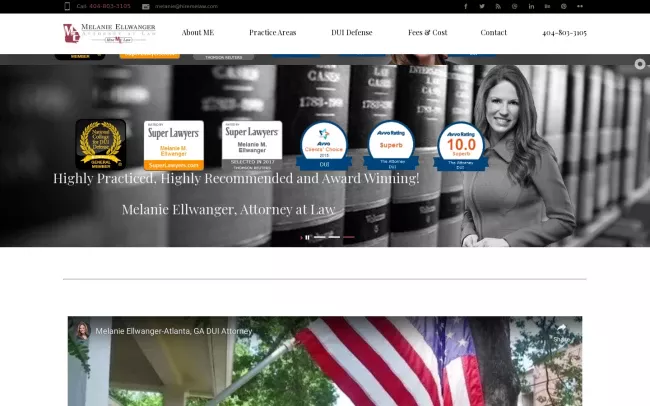 Screenshot of the Melanie Ellwanger, Attorney at Law Website