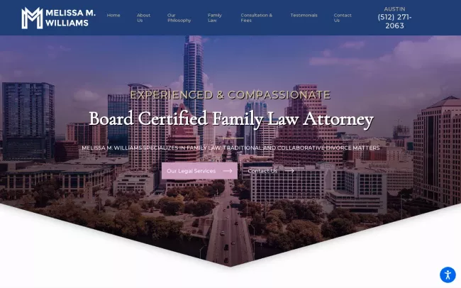 Screenshot of the Melissa M. Williams Website