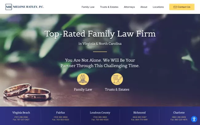 Screenshot of the Melone Hatley, P.C. Website