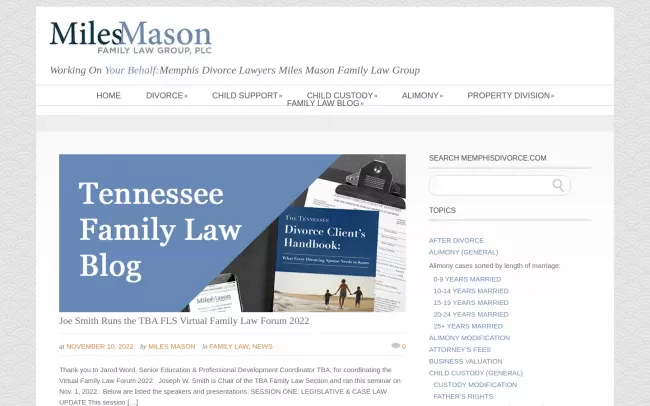 Screenshot of the Tennessee Family Law Blog