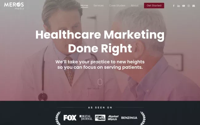 Screenshot of the Meros Media Website