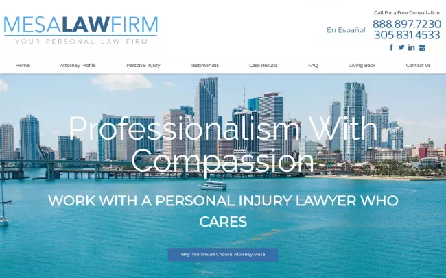 Screenshot of the Mesa Law Firm Website
