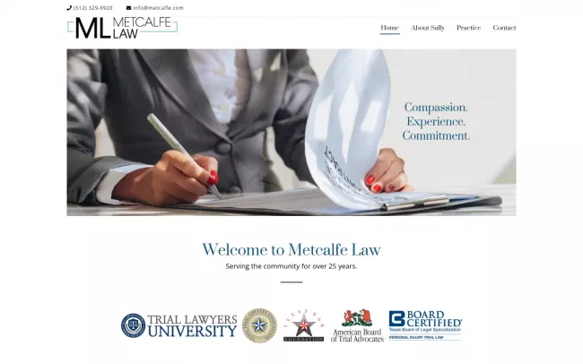 Screenshot of the METCALFE LAW, P.L.L.C. Website
