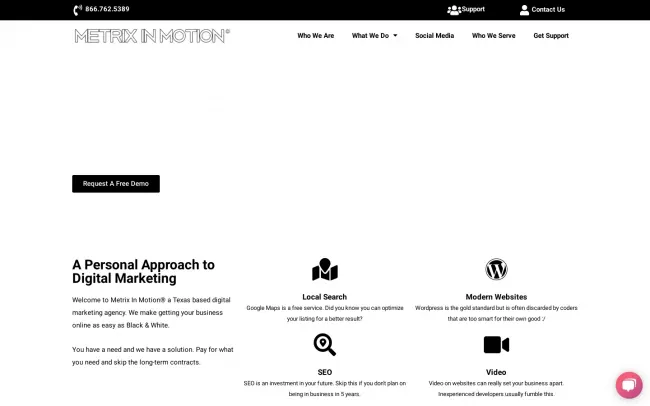 Screenshot of the Metrix In Motion® Website