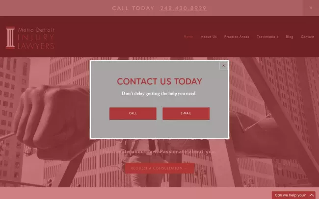 Screenshot of the Metro Detroit Injury Lawyers Website