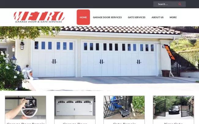 Screenshot of the Metro Garage Door & Gate Services Website