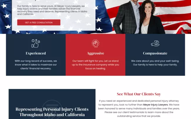 Screenshot of the Meyer Injury Lawyers Website