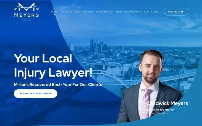 Screenshot of the Meyers Injury Law Website