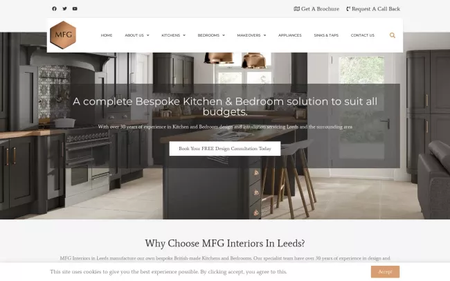 Screenshot of the MFG Interiors Ltd Website