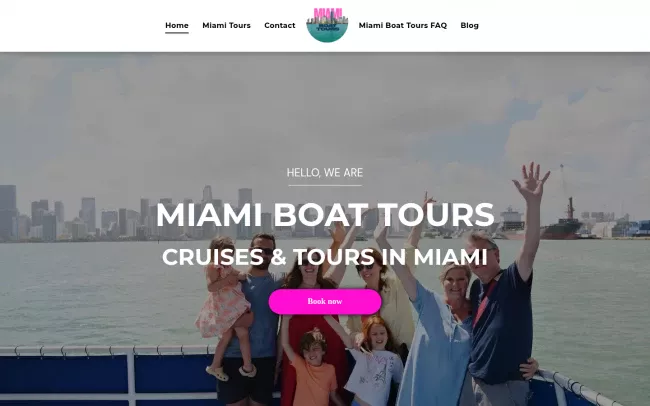 Screenshot of the Miami Boat Tours Website