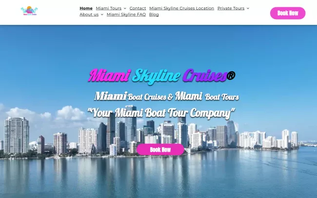 Screenshot of the Miami Skyline Cruises Website