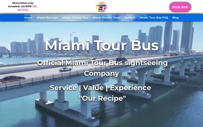 Screenshot of the Miami Tour Buses Website