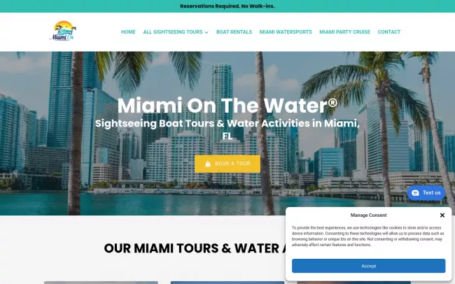 Screenshot of the Miami On The Water Website